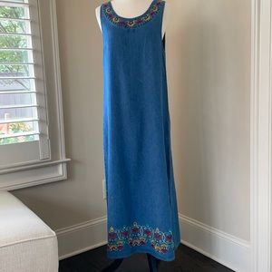 Denim Embroidered Dress S